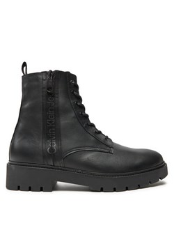 Kozaki Calvin Klein Jeans Combat Mid Laceup Boot W Zip YM0YM00262 Czarny ze sklepu eobuwie.pl w kategorii Buty zimowe męskie - zdjęcie 181324152