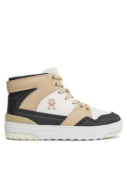 Sneakersy Tommy Hilfiger Th Basket Sneaker Hi FW0FW07757 Beżowy ze sklepu eobuwie.pl w kategorii Buty sportowe damskie - zdjęcie 181324204