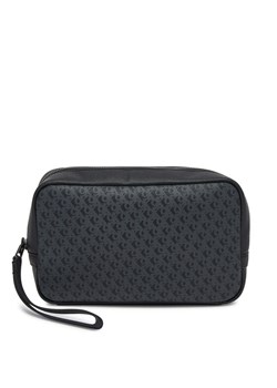 Kosmetyczka Calvin Klein Jeans Matte Aop Wash Bag Pu LV04G1052G Czarny ze sklepu eobuwie.pl w kategorii Kosmetyczki - zdjęcie 181325251
