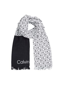 Szal Calvin Klein Monogram K60K612979 Czarny ze sklepu eobuwie.pl w kategorii Szaliki i chusty damskie - zdjęcie 181327292