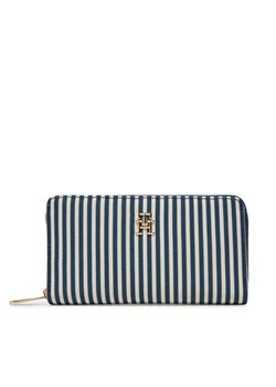 Duży Portfel Damski Tommy Hilfiger Poppy Summer Lrg Za AW0AW17269 Niebieski ze sklepu eobuwie.pl w kategorii Portfele damskie - zdjęcie 181328191