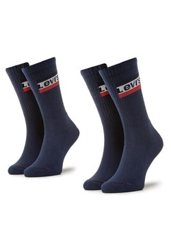 Zestaw 2 par wysokich skarpet męskich Levi's® 902012-001 Granatowy ze sklepu eobuwie.pl w kategorii Skarpetki męskie - zdjęcie 181329294