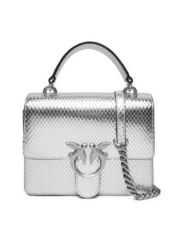 Torebka PINKO Love One Top Handle Mini Light AI 24-25 PLTT 100071 A1VG Srebrny ze sklepu eobuwie.pl w kategorii Kuferki - zdjęcie 181338050
