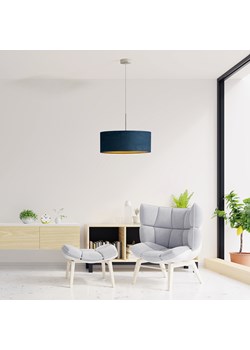 Lampa salonowa z abażurem SINTRA VELUR fi - 50 cm kolor granatowy ze złotym wnętrzem ze sklepu Lysne w kategorii Lampy wiszące - zdjęcie 181814122