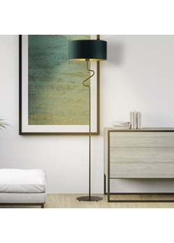 Designerska lampa stojąca do pokoju MORONI GOLD z abażurem w kolorze zieleni butelkowe ze złotym wnętrzem ze sklepu Lysne w kategorii Lampy podłogowe - zdjęcie 181814651