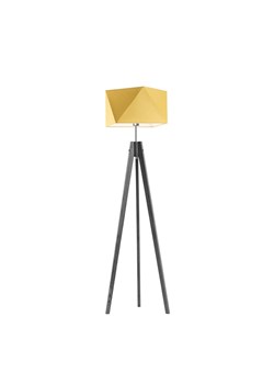 Drewniana lampa podłogowa z musztardowym abażurem LAGOS ze sklepu Lysne w kategorii Lampy podłogowe - zdjęcie 181817540