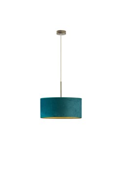 Lampa wisząca z welurowym abażurem SINTRA VELUR fi - 40 cm - kolor butelkowa zieleń ze złotym wnętrzem ze sklepu Lysne w kategorii Lampy wiszące - zdjęcie 181817604