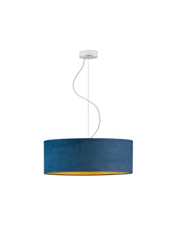 Lampa wisząca z welurowym abażurem HAJFA VELUR fi - 50 cm kolor granatowy ze złotym wnętrzem ze sklepu Lysne w kategorii Lampy wiszące - zdjęcie 181818771
