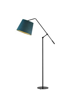 Czarna lampa podłogowa z wysięgnikiem FOYA VELUR z abażurem ze złotym wnętrzem ze sklepu Lysne w kategorii Lampy podłogowe - zdjęcie 181819271