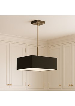 Brązowy żyrandol wiszący do salonu z kwadratowym abażurem 40x40x20 cm BOGOTA - kolor brązowy ze sklepu Lysne w kategorii Lampy wiszące - zdjęcie 181819473
