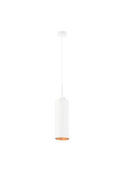 Biała lampa wisząca nad wyspę kuchenną ELBA GOLD z kloszem w kształcie tuby ze sklepu Lysne w kategorii Lampy wiszące - zdjęcie 181820394