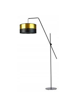 Czarna lampa podłogowa na długim wysięgniku BILBAO GLAM w stylu glamour ze złotymi elementami ze sklepu Lysne w kategorii Lampy podłogowe - zdjęcie 181823021