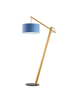Drewniana lampa podłogowa na jednej nodze TORINO z niebieskim abażurem ze sklepu Lysne w kategorii Lampy dziecięce - zdjęcie 181825010