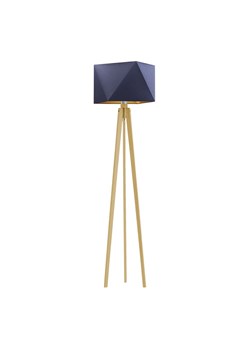 Drewniana lampa podłogowa trójnóg z abażurem BOMBAJ GOLD ze sklepu Lysne w kategorii Lampy podłogowe - zdjęcie 181827351