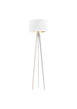 Biała lampa podłogowa drewniana na trójnogu BOMBAJ GOLD ze sklepu Lysne w kategorii Lampy podłogowe - zdjęcie 181834431