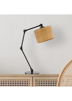 Czarno-rattanowa lampka biurkowa na regulowanym ramieniu ASMARA BOHO ze sklepu Lysne w kategorii Lampy stołowe - zdjęcie 181834714