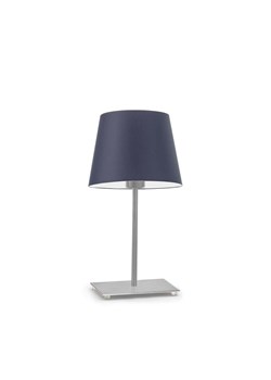Srebrna lampa stołowa LED z granatowym abażurem GENUA ze sklepu Lysne w kategorii Lampy stołowe - zdjęcie 181835671
