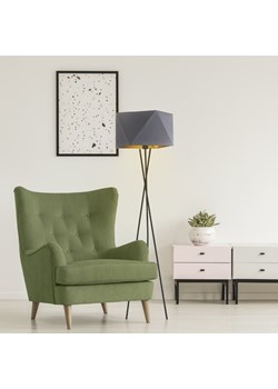 Loftowa lampa stojąca typu tripod DAKAR GOLD z szarym abażurem ze złotym wnętrzem ze sklepu Lysne w kategorii Lampy podłogowe - zdjęcie 181836503