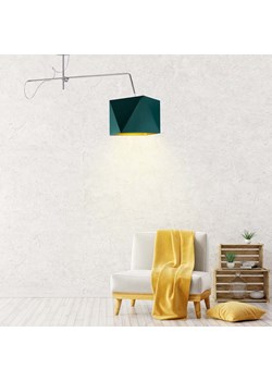 Srebrna lampa sufitowa na wysięgniku BUFFALO GOLD z abażurem ze złotym wnętrzem ze sklepu Lysne w kategorii Lampy wiszące - zdjęcie 181837542