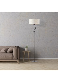 Czarna lampa stojąca do salonu z białym marmurowym abażurem MORONI MARMUR ze sklepu Lysne w kategorii Lampy podłogowe - zdjęcie 181837981