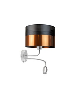 Chromowany kinkiet ścienny z panelem LED glamour z czarno-miedziantym abażurem LED CAPRI GLAM ze sklepu Lysne w kategorii Lampy ścienne - zdjęcie 181839134
