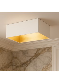 Biała lampa sufitowa do biura ALABAMA GOLD z kwadratowym abażurem 40x40 cm ze złotym wnętrzem ze sklepu Lysne w kategorii Lampy sufitowe - zdjęcie 181841194