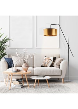 Czarna lampa podłogowa na długim wysięgniku BILBAO MIRROR z miedzianym abażurem o średnicy 40 cm ze sklepu Lysne w kategorii Lampy podłogowe - zdjęcie 181843582