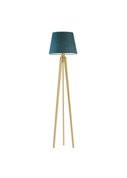 Drewniana lampa stojąca do salonu CURACAO VELUR ze sklepu Lysne w kategorii Lampy podłogowe - zdjęcie 181845553