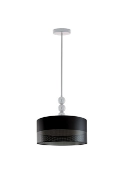 Srebrna lampa sufitowa z czarnym abażurem do salonu SALAMANCA GLAM ze sklepu Lysne w kategorii Lampy sufitowe - zdjęcie 181845651