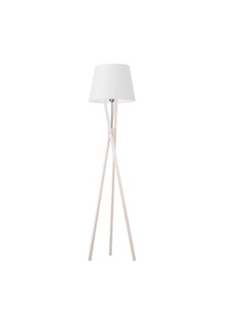 Biała lampa stojąca na drewnianej podstawie ANDORA ze sklepu Lysne w kategorii Lampy podłogowe - zdjęcie 181861931
