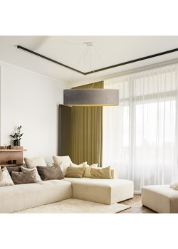 Lampa wisząca w stylu skandynawskim PORTO VELUR fi - 80 cm - kolor szary ze złotym wnętrzem ze sklepu Lysne w kategorii Lampy wiszące - zdjęcie 181862841