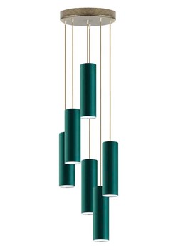 Złota lampa wisząca kaskadowa w stylu urban jungle MONACO z kloszami w kolorze zieleni butelkowej ze sklepu Lysne w kategorii Lampy wiszące - zdjęcie 181863313