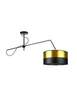 Czarna lampa sufitowa na wysięgniku ruchomym RIO GLAM ze złotym abażurem 40 cm ze sklepu Lysne w kategorii Lampy sufitowe - zdjęcie 181864871