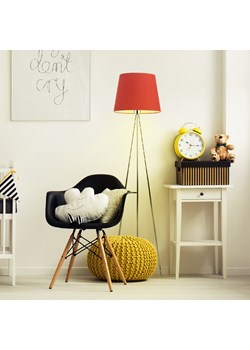 Chromowana lampa podłogowa z czerwonym abażurem w stylu art deco RENO ze sklepu Lysne w kategorii Lampy podłogowe - zdjęcie 181867241