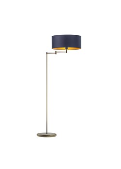 Złota lampa podłogowa na wysięgniku do salonu CANCUN GOLD z granatowym abażurem ze złotym wnętrzem ze sklepu Lysne w kategorii Lampy podłogowe - zdjęcie 181870564