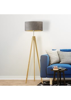 Lampa stojąca drewniana HAITI VELUR z welurowym abażurem ze sklepu Lysne w kategorii Lampy podłogowe - zdjęcie 181872370