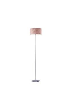 Srebrna lampa stojąca do salonu z abażurem pudrowy róż MEKSYK VELUR ze sklepu Lysne w kategorii Lampy podłogowe - zdjęcie 181874051