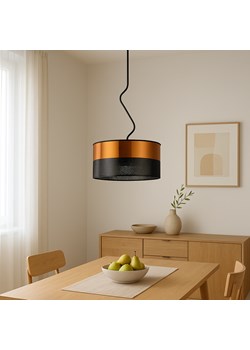 Nowoczesna lampa sufitowa do sypialni z abażurem LOZANNA GLAM fi - 40 cm czarno-miedziana ze sklepu Lysne w kategorii Lampy sufitowe - zdjęcie 181875500