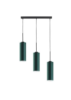 Potrójna lampa wisząca czarna BORNEO z podłużnymi abażurami w kolorze zieleni butelkowej ze sklepu Lysne w kategorii Lampy wiszące - zdjęcie 181879412