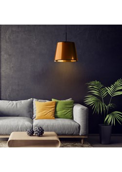 Nowoczesna miedziana lampa wisząca do salonu SARI MIRROR na czarnym stelażu ze sklepu Lysne w kategorii Lampy wiszące - zdjęcie 181880404