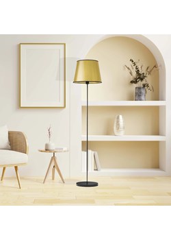 Złota lampa stojąca do salonu na czarnej nóżce VASTO MIRROR ze sklepu Lysne w kategorii Lampy podłogowe - zdjęcie 181882320