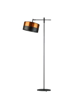 Czarna lampa stojąca z regulowanym ramieniem MELTON GLAM z dwukolorowym abażurem ze sklepu Lysne w kategorii Lampy podłogowe - zdjęcie 181884632