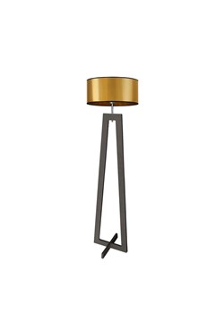 Czarna lampa stojąca z drewna ze złotym kloszem BALI MIRROR ze sklepu Lysne w kategorii Lampy podłogowe - zdjęcie 181885231