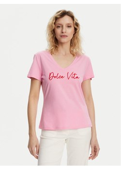 Morgan T-Shirt 251-DOLCE Różowy Regular Fit ze sklepu MODIVO w kategorii Bluzki damskie - zdjęcie 181886901