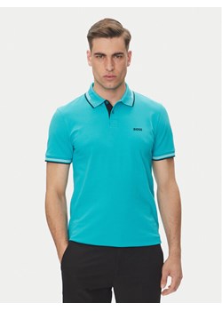 BOSS Polo Paul 50506193 Turkusowy Slim Fit ze sklepu MODIVO w kategorii T-shirty męskie - zdjęcie 181894322