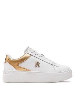 Sneakersy Tommy Hilfiger Th Platform Court Sneaker Gld FW0FW08073 Biały ze sklepu eobuwie.pl w kategorii Trampki damskie - zdjęcie 181897950