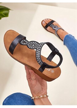 Royalfashion Damskie sandały na koturnie z cyrkoniami Agaya ze sklepu royalfashion.pl w kategorii Sandały damskie - zdjęcie 181908342