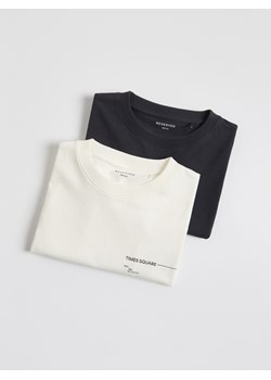 Reserved - Bawełniany t-shirt 2 pack - złamana biel ze sklepu Reserved w kategorii T-shirty chłopięce - zdjęcie 181912473