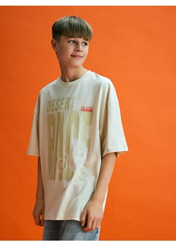 Reserved - Bawełniany t-shirt - beżowy ze sklepu Reserved w kategorii T-shirty chłopięce - zdjęcie 181913851