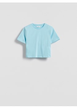 Reserved - Bawełniany crop top - jasnoturkusowy ze sklepu Reserved w kategorii Bluzki damskie - zdjęcie 181914384